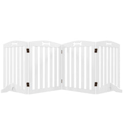 PawHut Dog safety gate folding dog gate support feet non-slip foot spikes 207.5 x 30 x 61 cm White