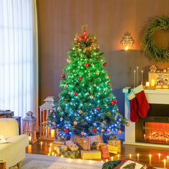 HOMCOM 7ft Artificial Pine LED Christmas Tree, with Remote