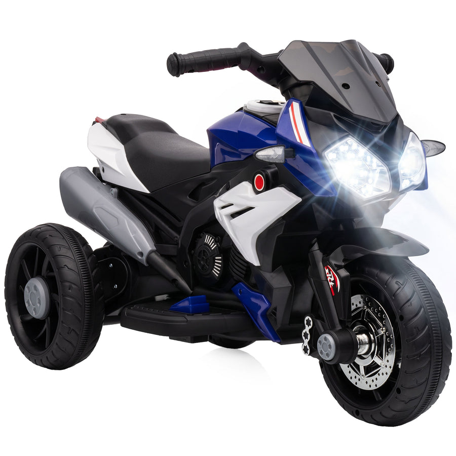 HOMCOM Kids Electric Motorcycle, 6V Ride on Motorcycle with 3 Wheels, LED Headlight, Music, Horn for Boys Girls 3-5 Years, Blue