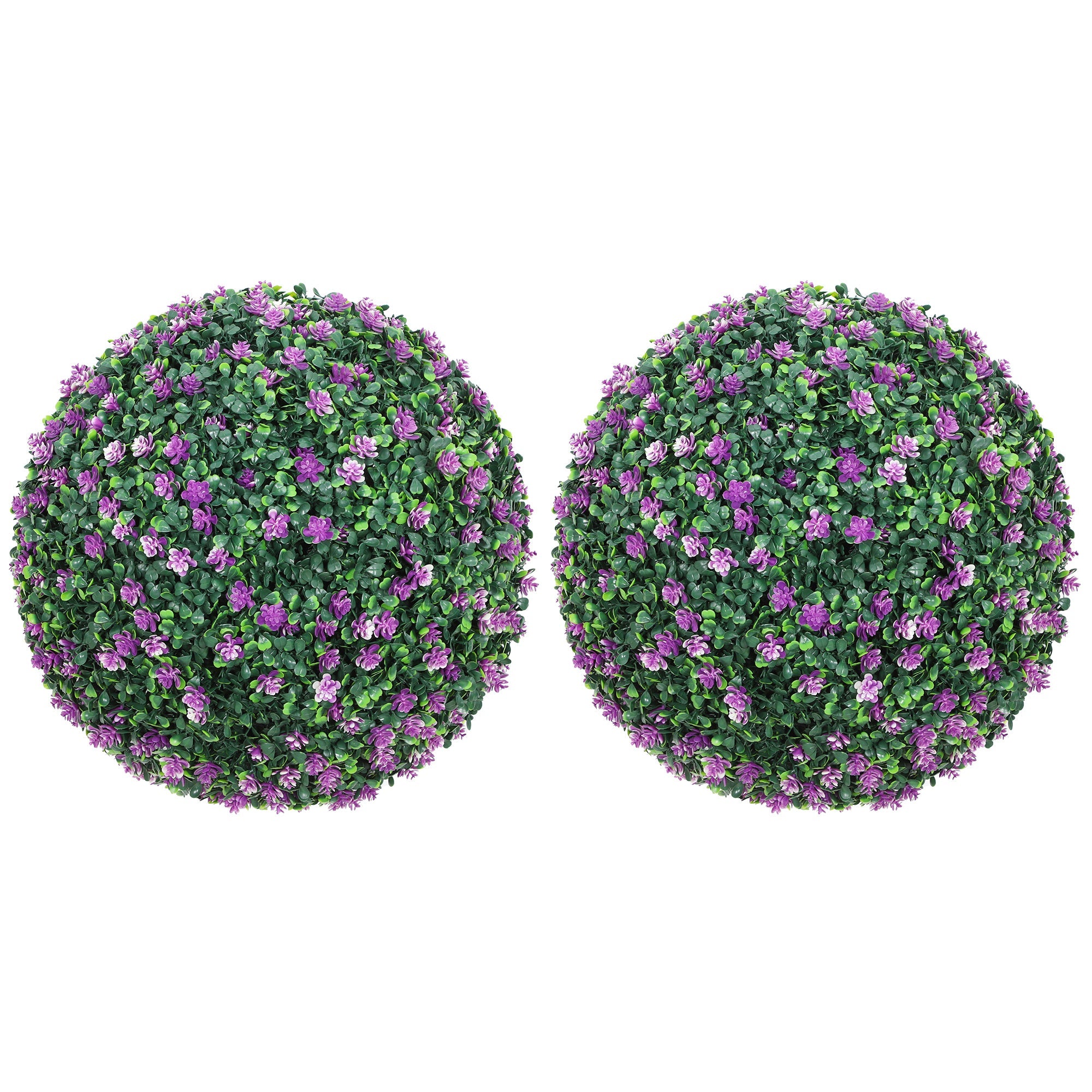 HOMCOM Set of Two Artificial Boxwood Balls Plants - Purple