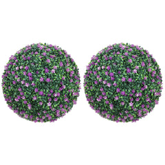 HOMCOM Set of Two Artificial Boxwood Balls Plants - Purple