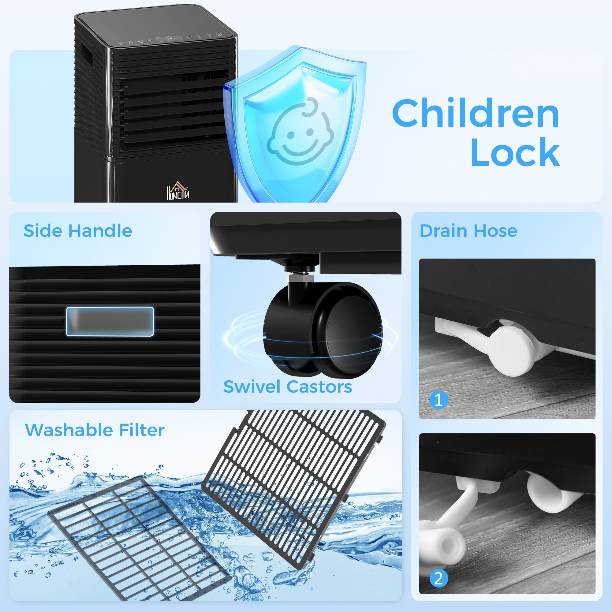 HOMCOM 8000 BTU 4-In-1 Portable Air Conditioner Unit Cooling Dehumidifying Ventilating for Room up to 27m√Ç¬≤, with Fan, Remote, 24H Timer, Window Mount Kit, R290, A Energy Efficiency