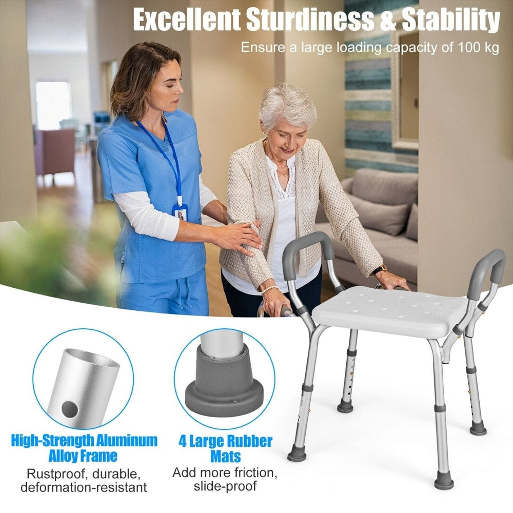The bath safety chair with a carer assisting an elderly woman