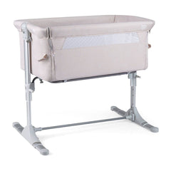 Baby Bassinet Crib Bedside Sleeper with Adjustable Height in beige fabric on a white background