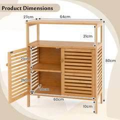 Bamboo Storage Cabinet with Double Louvered Doors-Natural