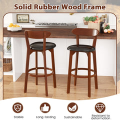 Bar Stool Set of 2 with Curved Backrest and Footrest-29 Inches
