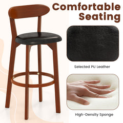 Bar Stool Set of 2 with Curved Backrest and Footrest-29 Inches