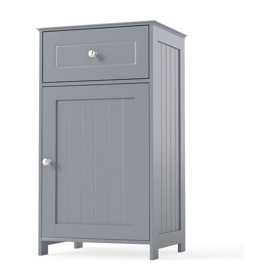 Bathroom Cabinet Floor Organizer with Single Door and Drawer-Grey