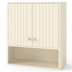 Fluted Bathroom Wall Cabinet with double doors and a shelf below
