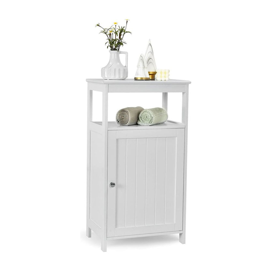 Bathroom Floor Cabinet with Single Door and Adjustable Shelf-White