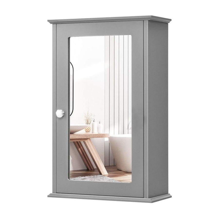 Bathroom Medicine Cabinet with Mirror and Adjustable Shelf-Grey