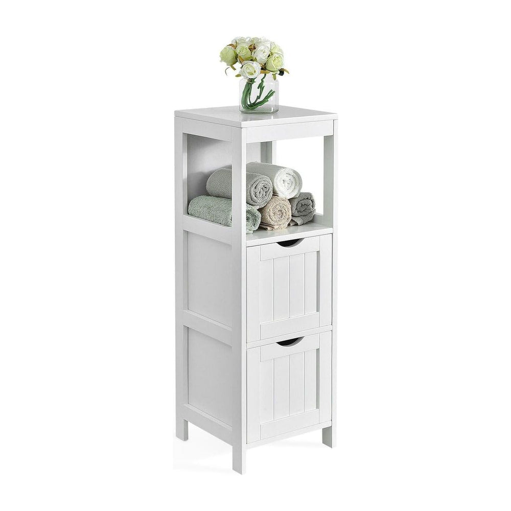 Bathroom Storage Cabinet with 2 removable drawers and open shelf in white