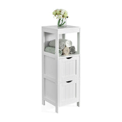 Bathroom Storage Cabinet with 2 removable drawers and open shelf in white