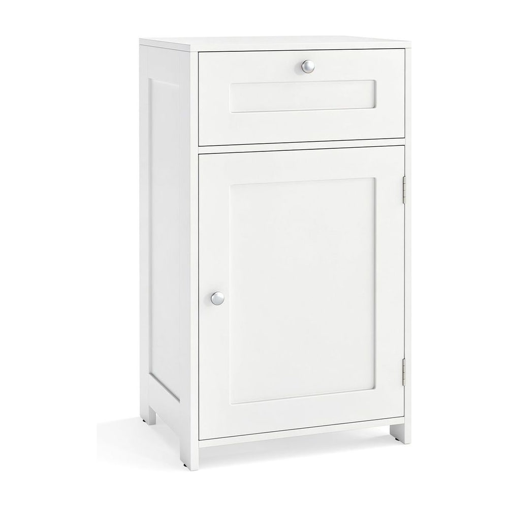 Bathroom Storage Cabinet in white with a top drawer and a lower cupboard door