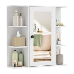 Bathroom Wall Cabinet with Mirror 3 Internal Shelves white wall cabinet with mirrored door and open shelves
