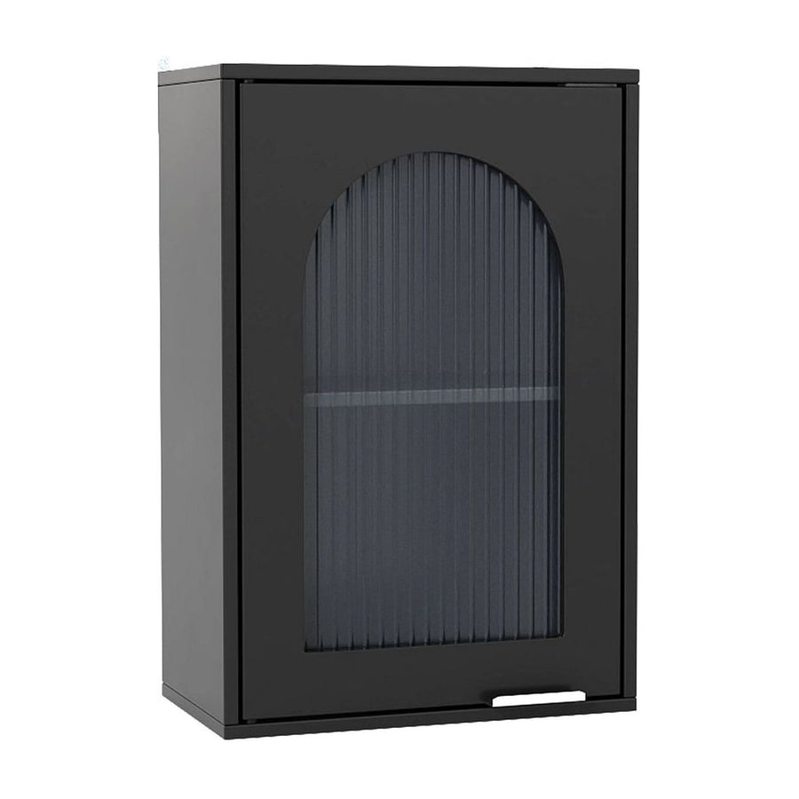Bathroom Wall Cabinet with Tempered Glass Door and Adjustable Shelf-Black