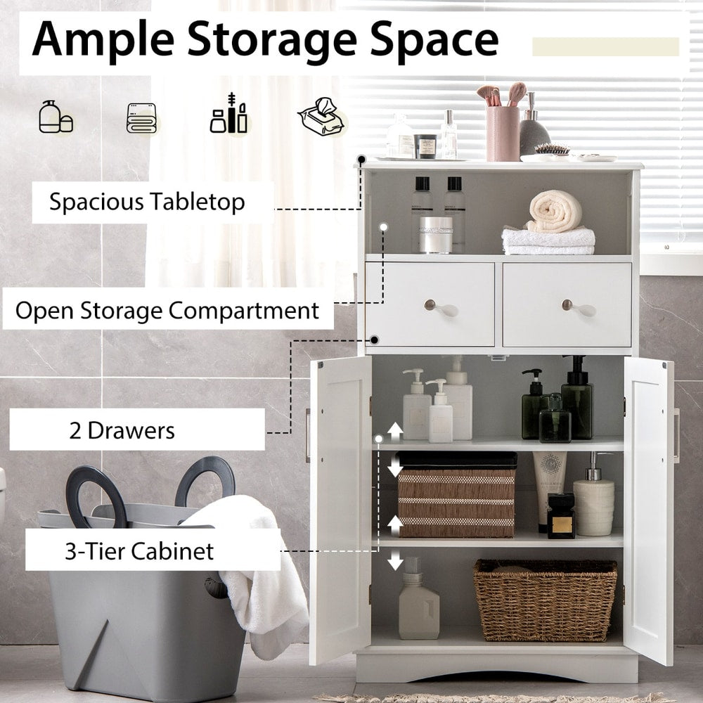 Diagram showing ample storage space of the floor cabinet
