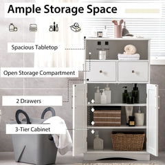 Diagram showing ample storage space of the floor cabinet