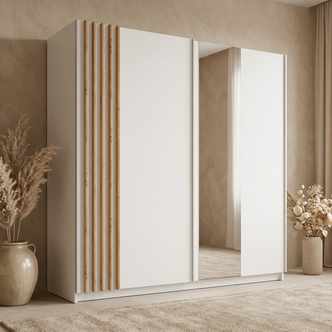 Baydero 12 Sliding Door Wardrobe 200cm in White
