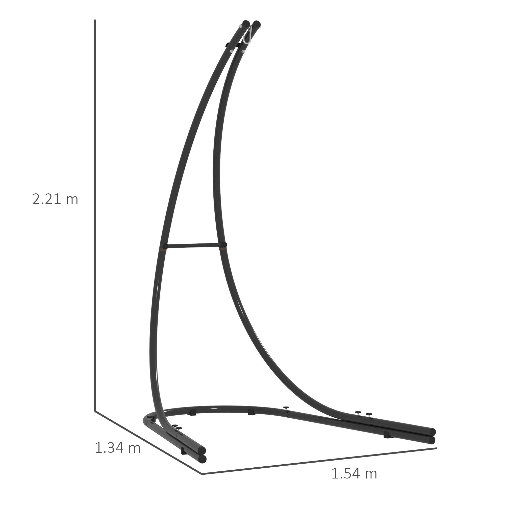Outsunny Hammock Chair Stand Only, Hanging Chair Stand with Extra Large Base, Heavy Duty Metal Single Hammock Egg Swing Frame for Indoor Outdoor, 150 KG Load Capacity, Black