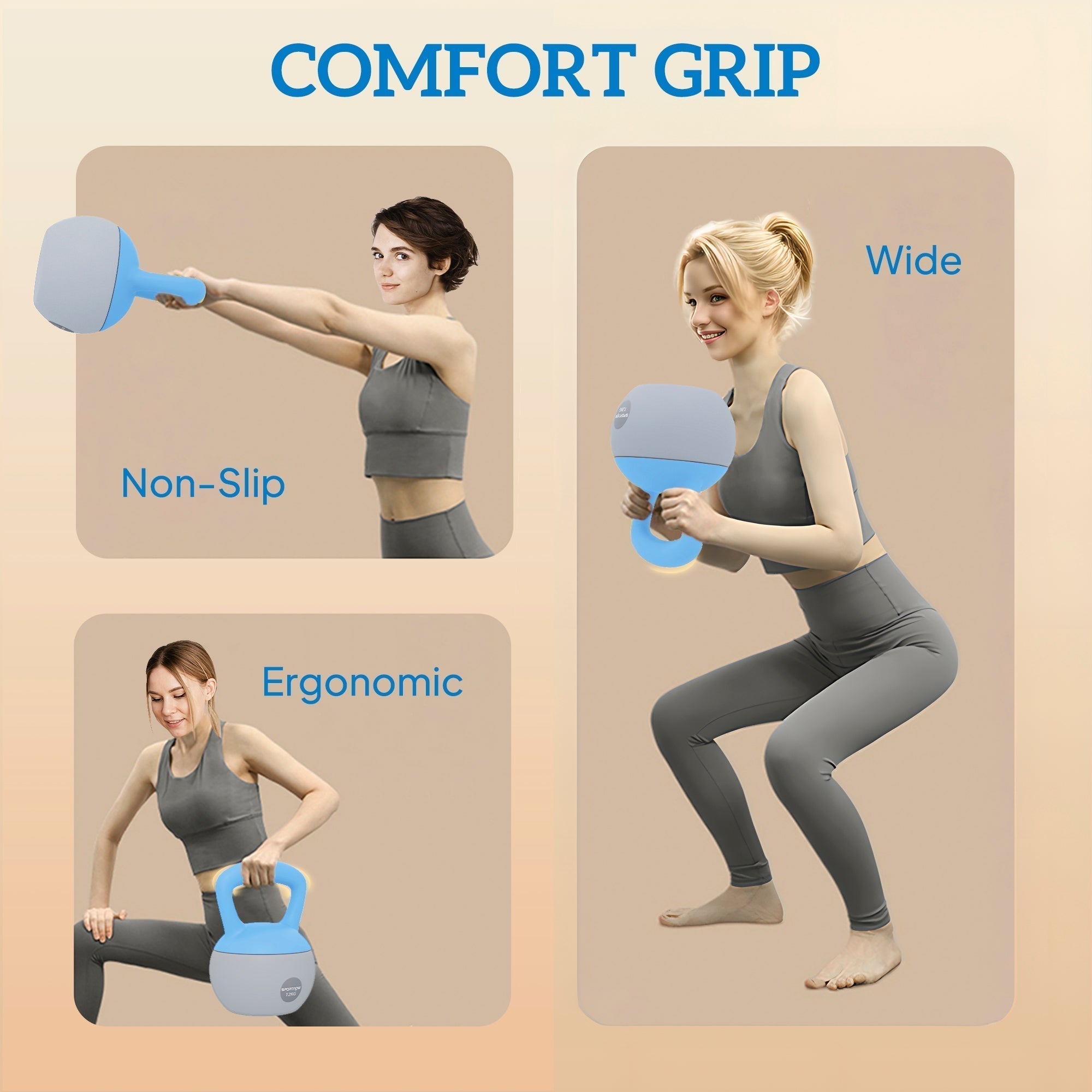 SPORTNOW 12KG Soft Kettlebell, Kettlebell with Non-Slip Handle for Home Gym, Weight Lifting, Strength Training, Light Blue/Grey