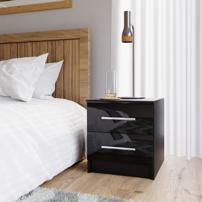 Bedside Table EPSOM Black Gloss