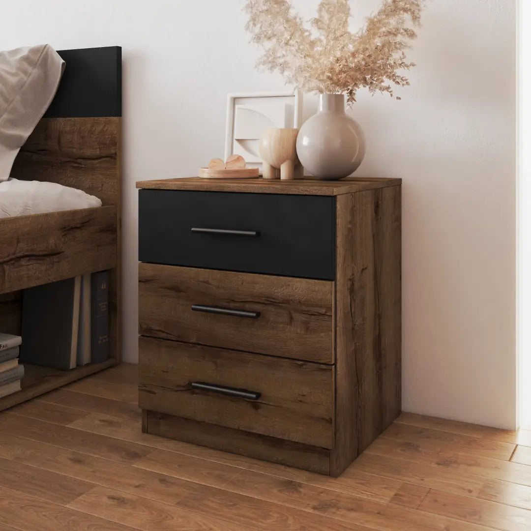 Beta Bedside Cabinet 46cm [Oak Monastery]