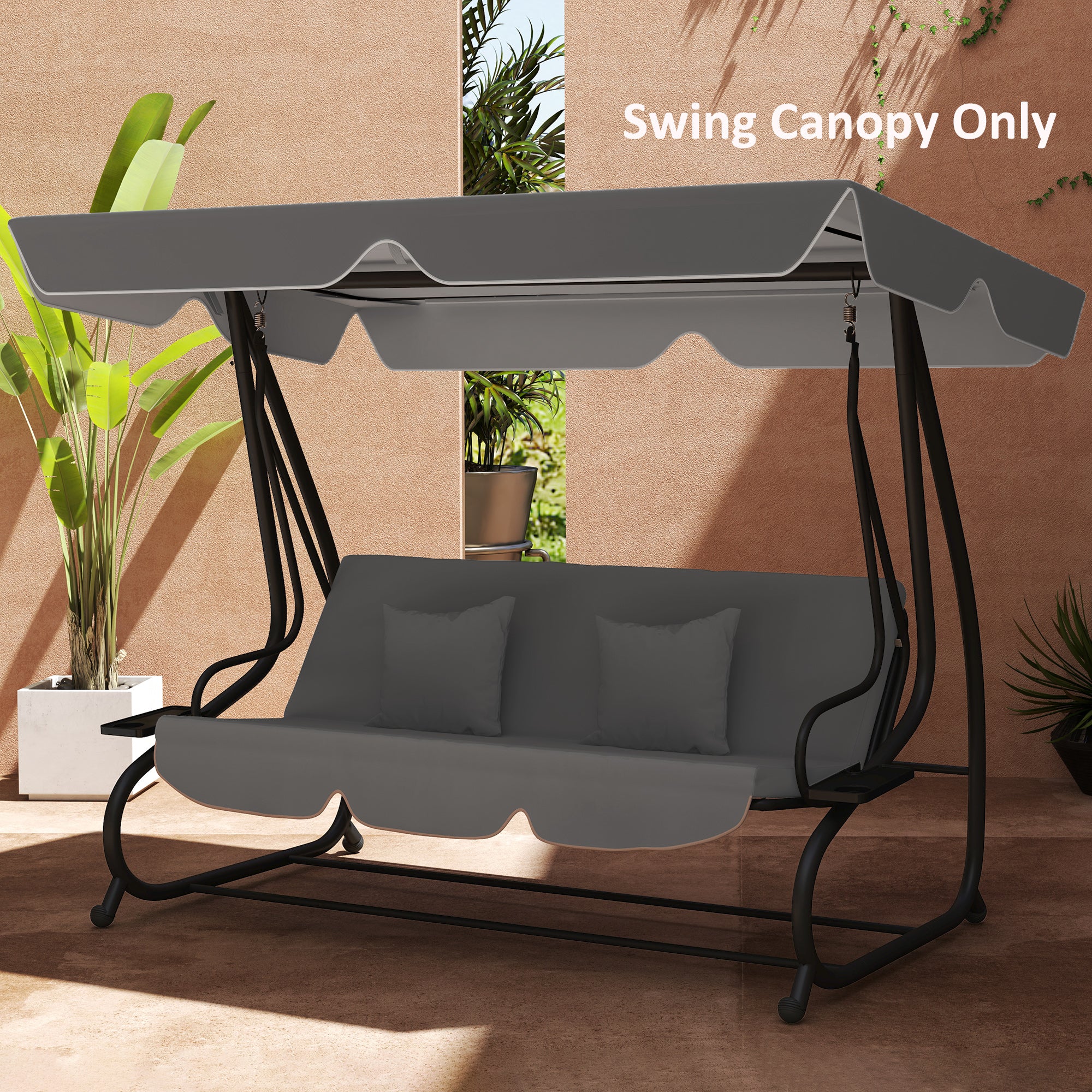Outsunny 145 x 200Wcm Swing Chair Canopy Replacement - Dark Grey