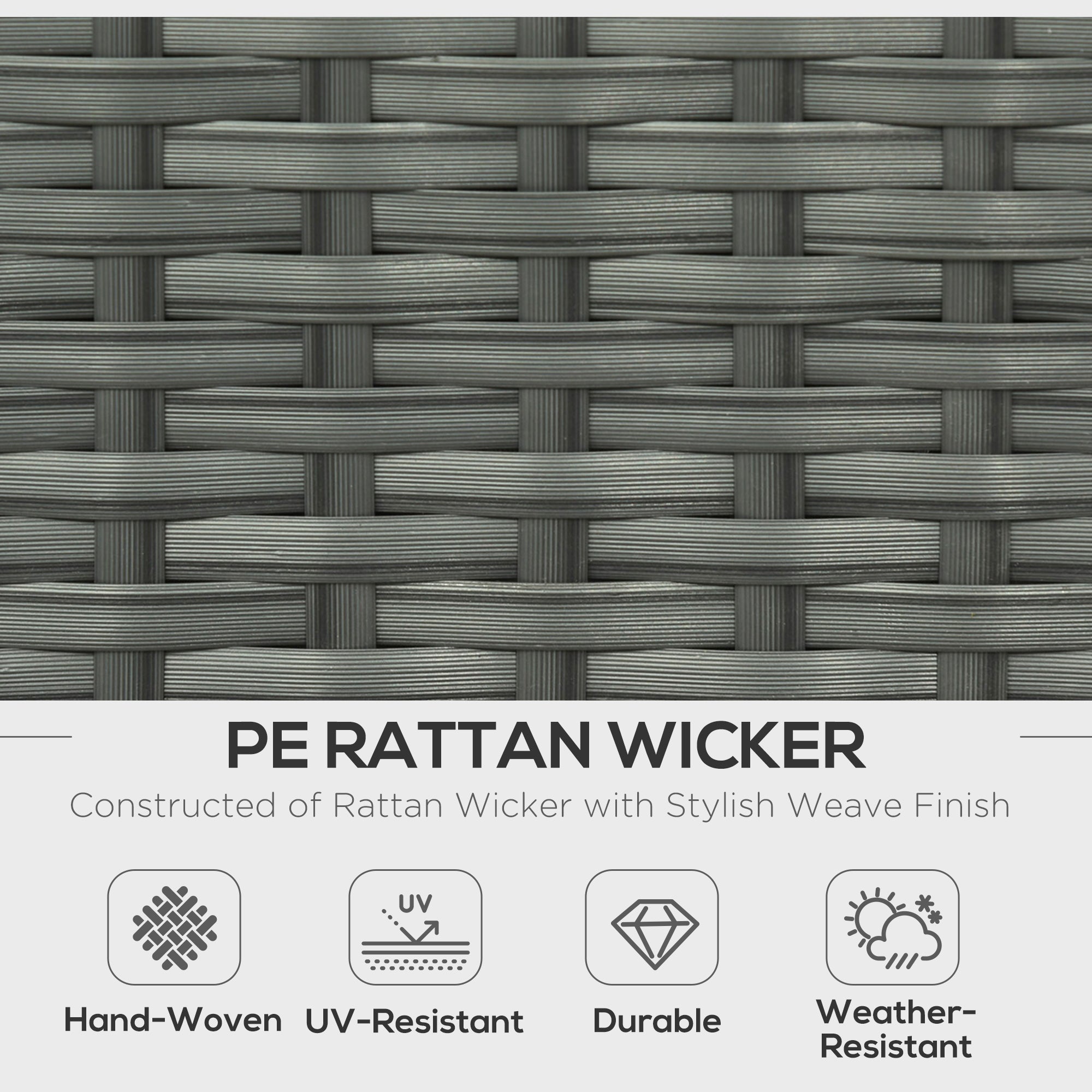 Outsunny Six-piece Outdoor Rattan Dining Set, Outdoor Sofa Set with Reclining Armchairs and Mental Frame, Grey