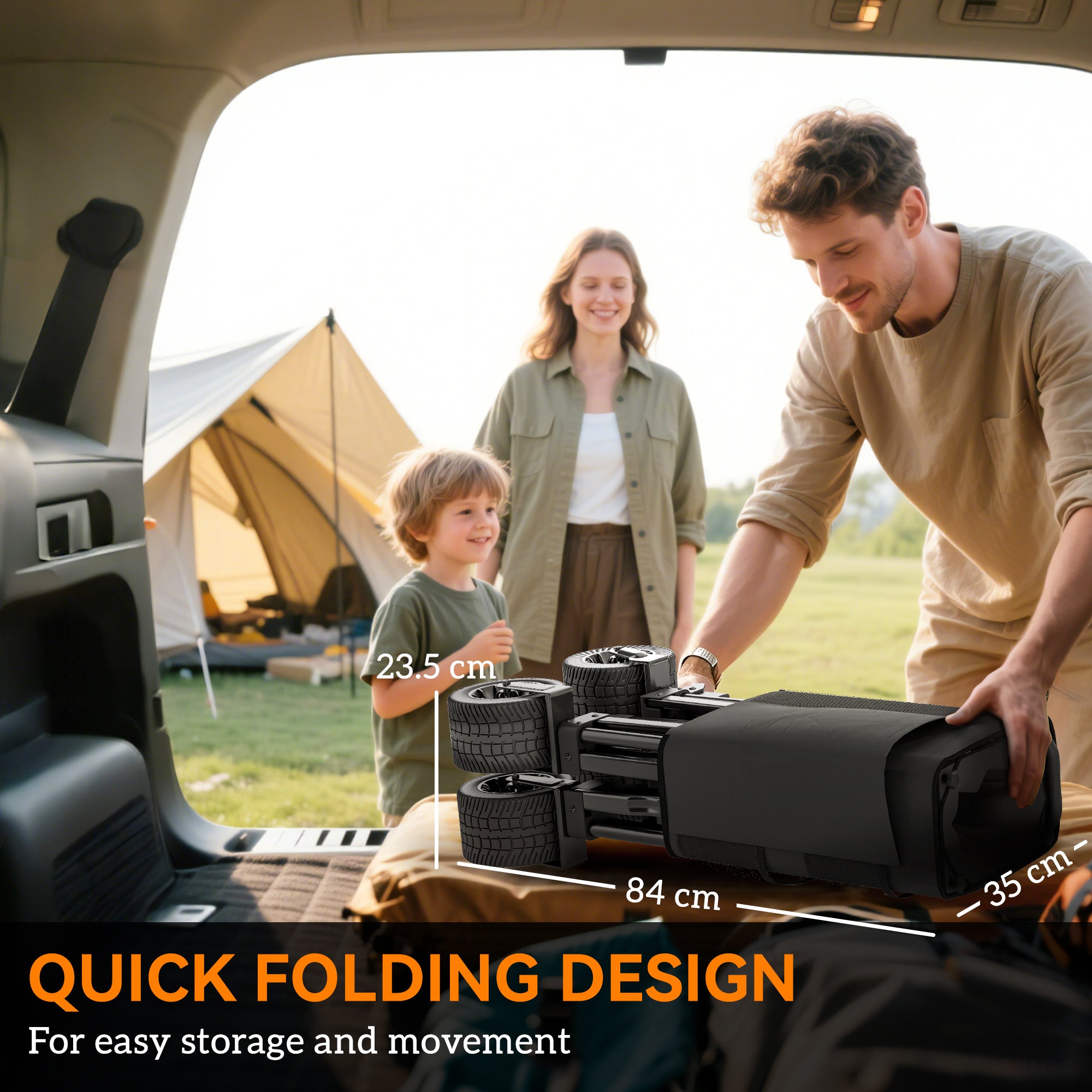 Outsunny Folding Garden Trolley, Cargo Traile on Wheels, Collapsible Camping Trolley, Outdoor Utility Wagon, Dark Grey