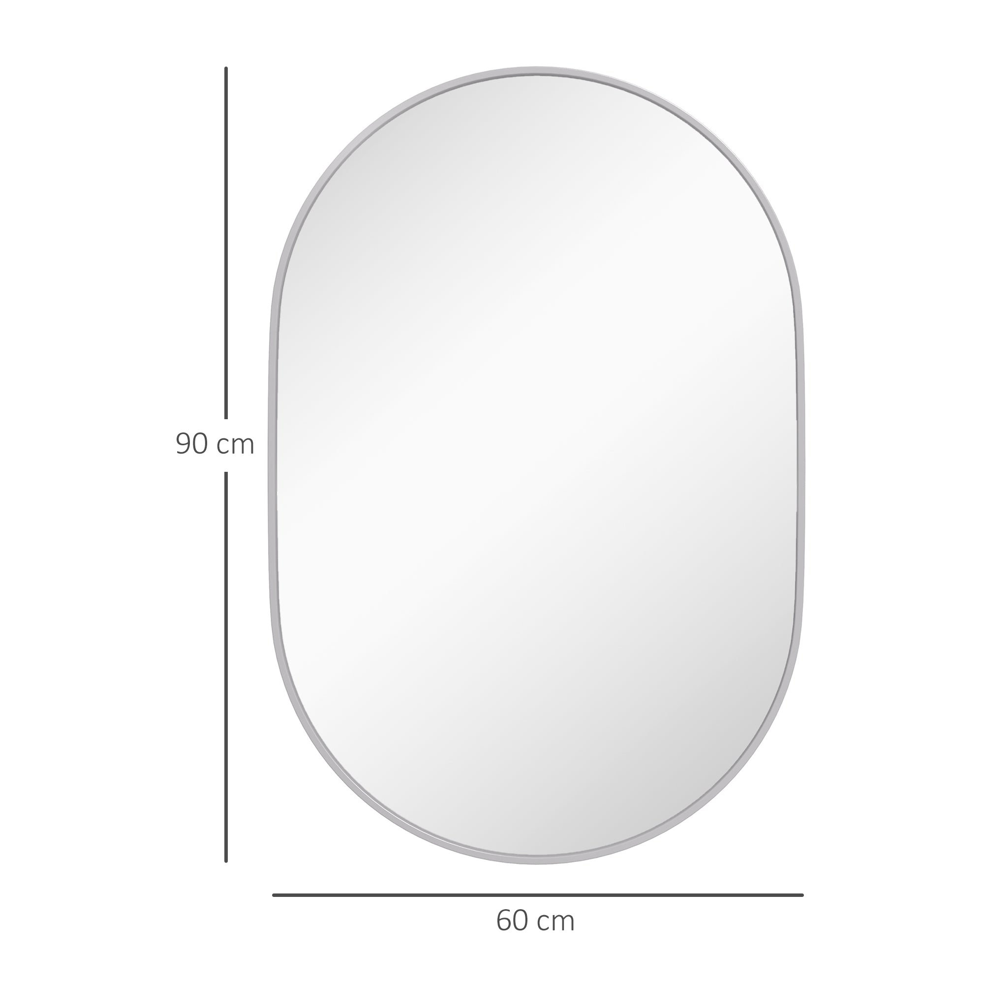 HOMCOM 60cm Round Tempered Glass Bathroom Mirror - Silver Tone