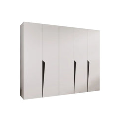 The hinged wardrobe in white shown from an angled perspective on a white background