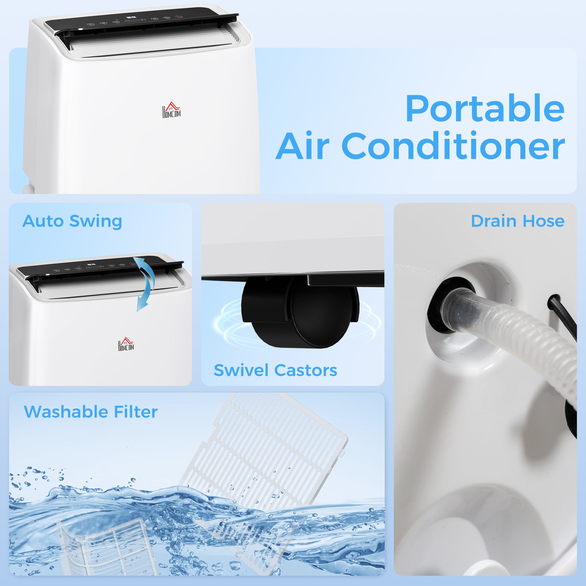 HOMCOM Portable Air Conditioner 14000 BTU, 4-in-1 Air Conditioning Unit, Dehumidifier, Cooling, Fan, Sleep Mode with 3 Speeds, Remote Control, LED Display, 24H Timer, Window Kit, Children Lock, 40m√Ç¬≤