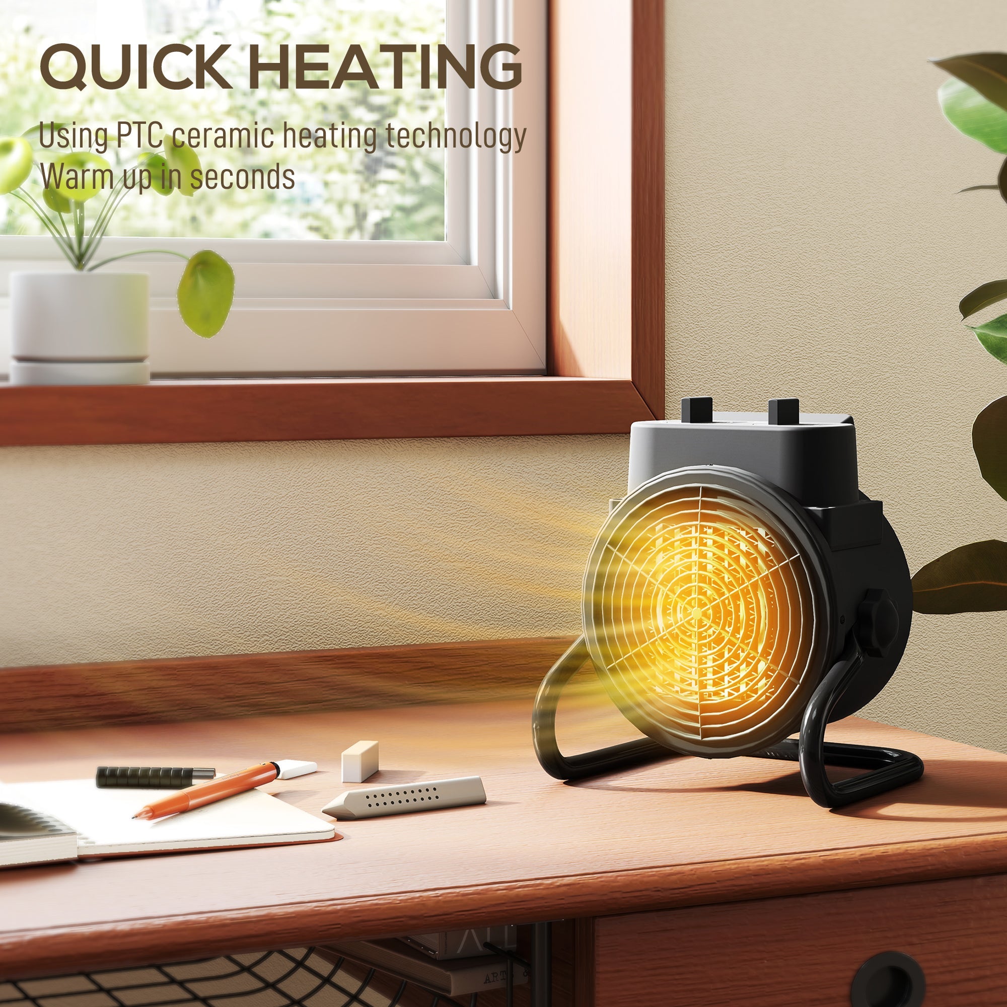 HOMCOM 2000W Portable Ceramic Electric Heater with Fan - Black