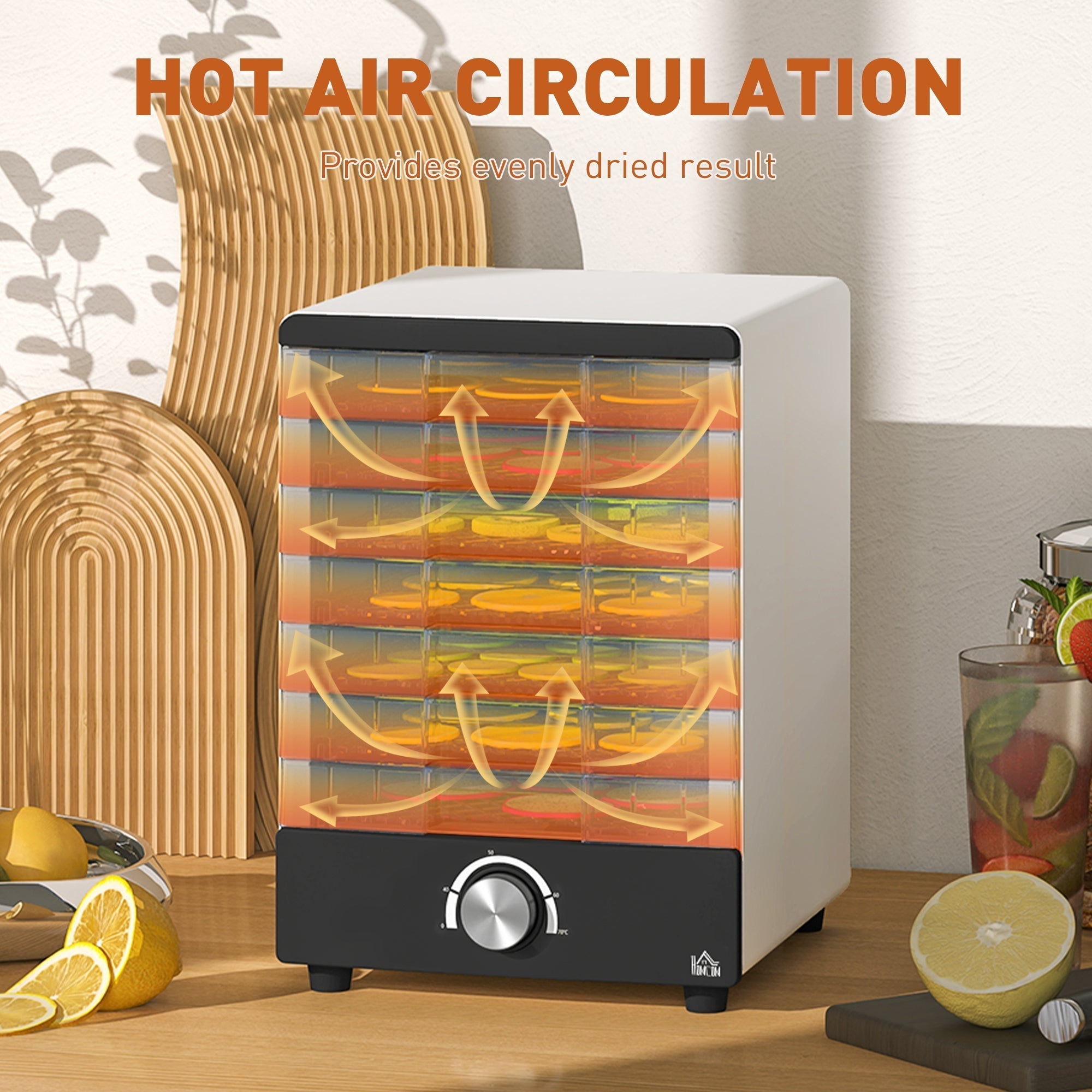 HOMCOM Seven Tray, 40-70√Ç¬∞C Food Dehydrator - White