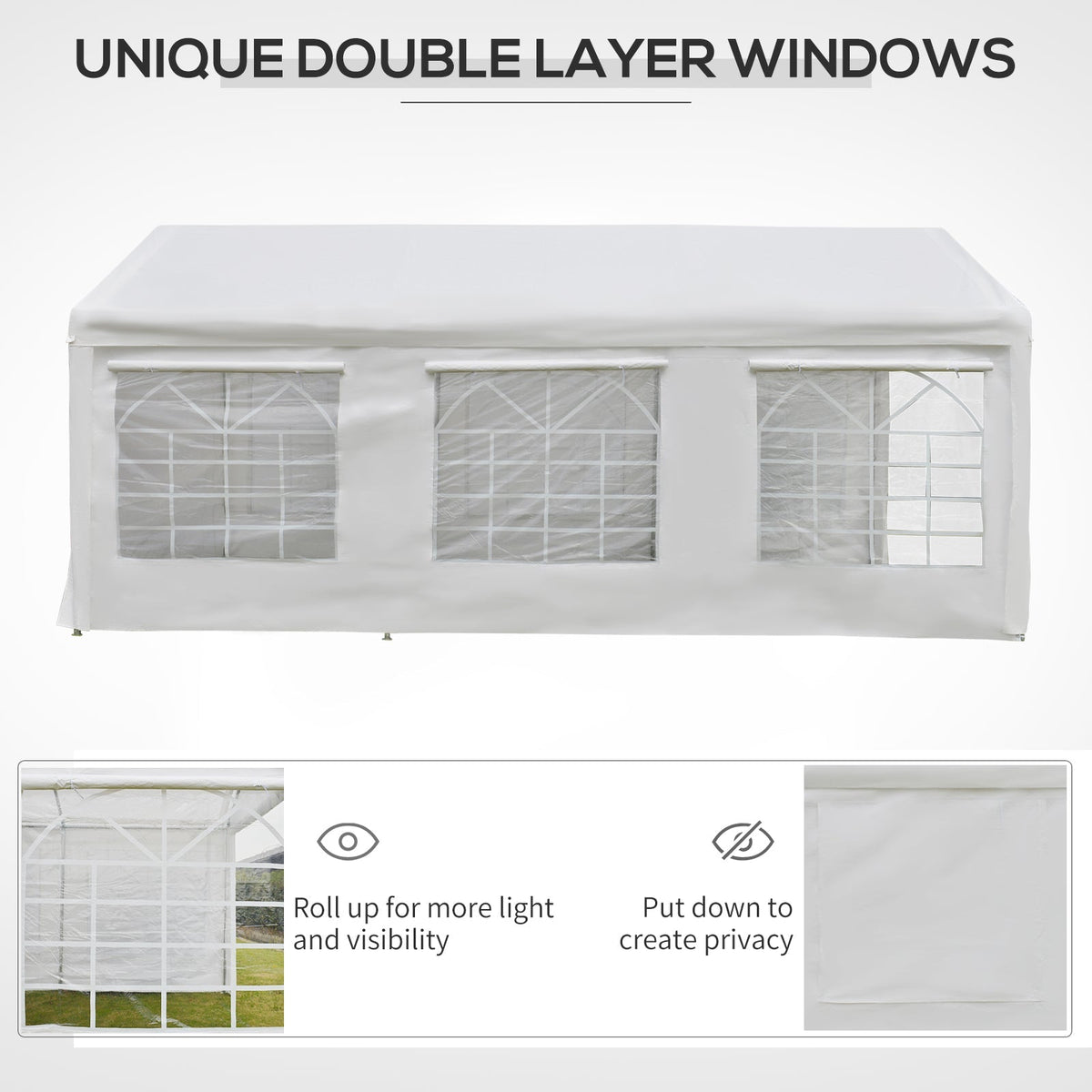 Outsunny 6m x 3m Garden Gazebo Marquee Wedding Shelter Level 4 Wind Protection, White
