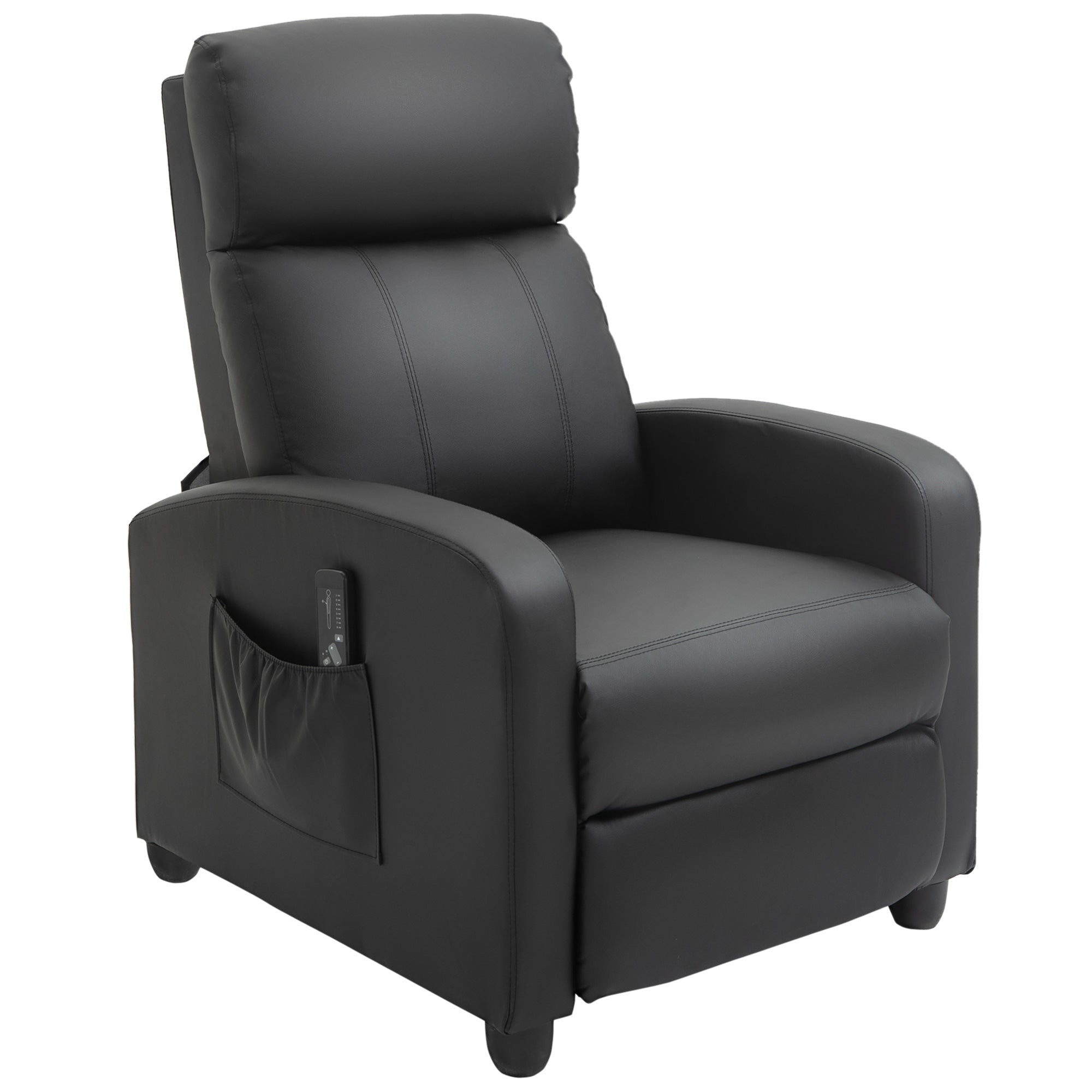 HOMCOM Massage Recliner Armchair with 150Â° Recline, Faux Leather, Side Pocket, Black