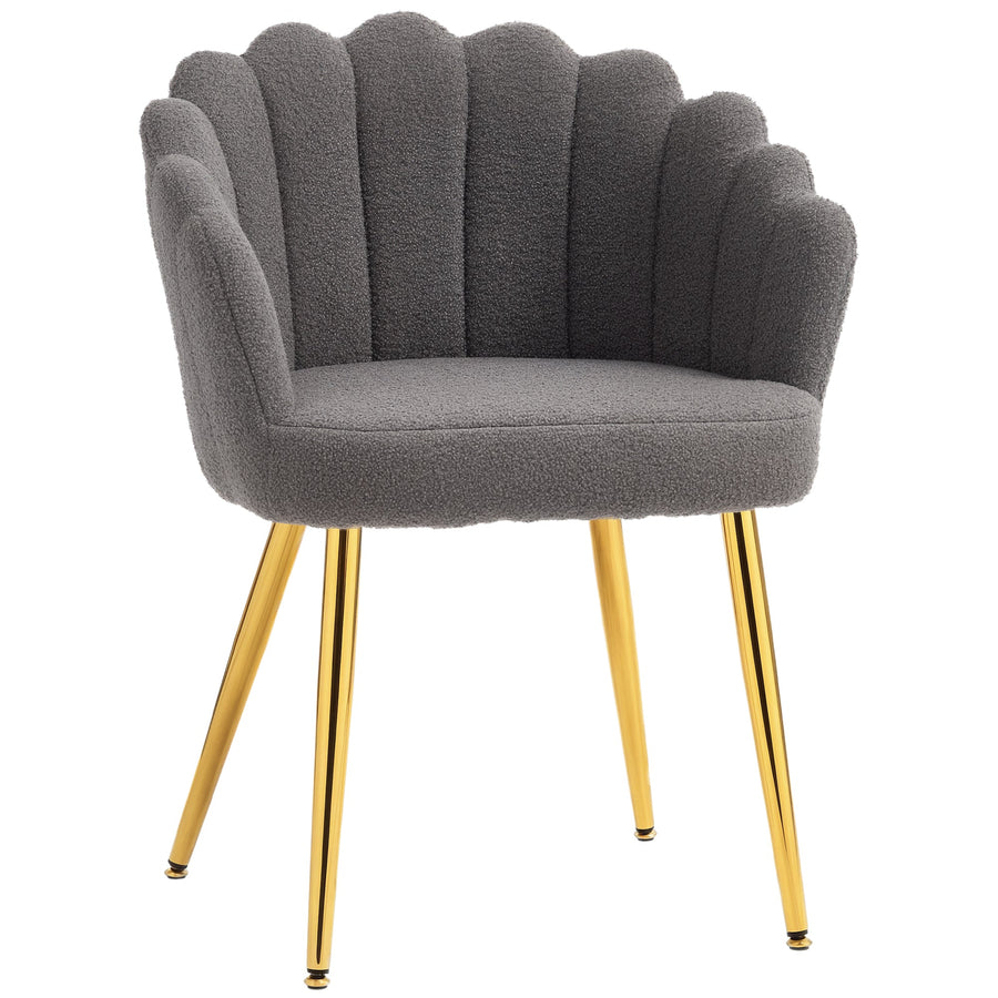 HOMCOM Lounge Chair Petal-Back Armchair Metal Metal Legs for Living Room Bedroom, Grey