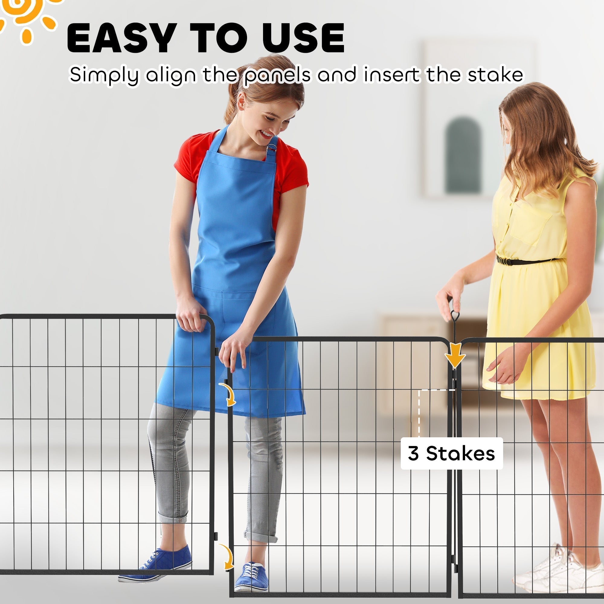 PawHut Two-Piece Dog Pen Expansion Pack for Medium Dogs, 80cm Tall Animal Pen with Three Connecting Stakes