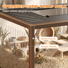 PawHut Large Hamster Cage, Chewproof Metal Rat Cage with Openable Top for Syrian Dwarf Hamster, Gerbil, 100 x 50 x 52.5 cm