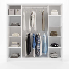 Grey Mirrored Folding Sliding Door Wardrobe 209cm – DUNHAM