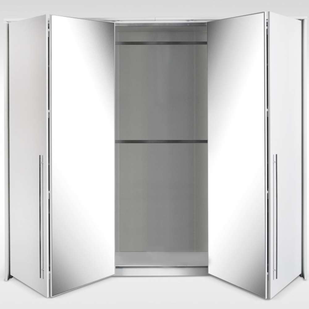 Grey Mirrored Folding Sliding Door Wardrobe 209cm – DUNHAM