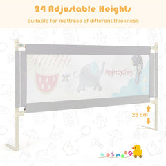 Close-up of the bed guardrail showing adjustable height options