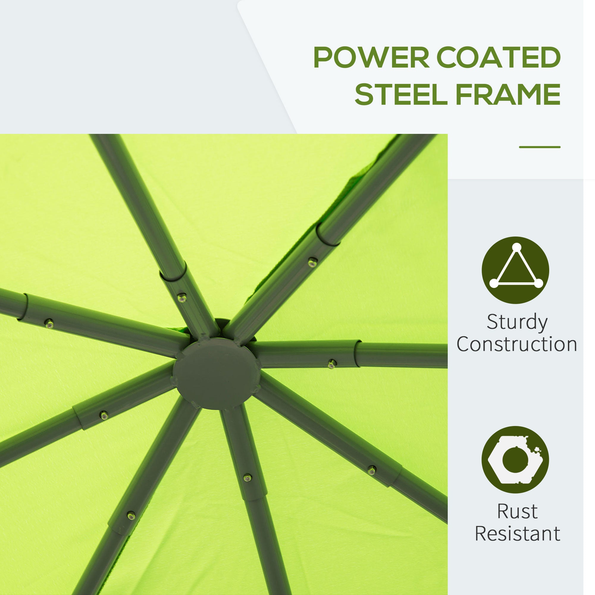 Outsunny√Ç 3√Ç x√Ç 3(m) Garden Gazebo, Outdoor Gazebo Canopy Shelter with Curtains and Steel Frame for Lawn, Yard and Deck, Green