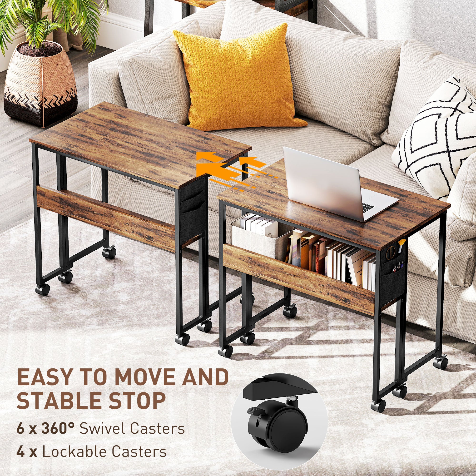 HOMCOM 80 cm Drop Leaf Writing Work Desk - Rustic Brown