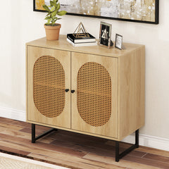 Buffet Cabinet Rattan Storage Cabinet Boho Sideboard-Natural