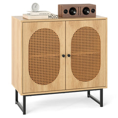Buffet Cabinet Rattan Storage Cabinet Boho Sideboard-Natural