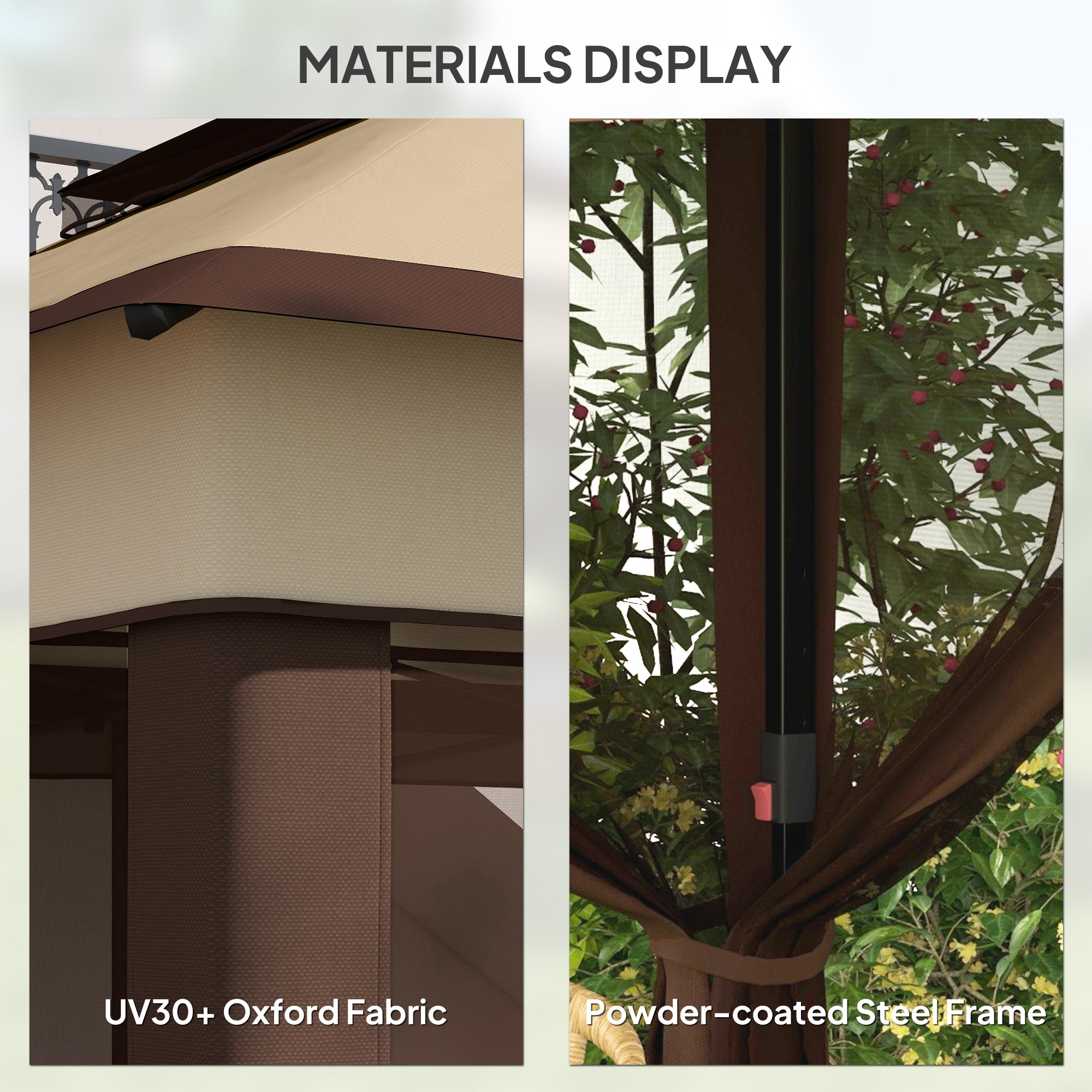 Outsunny 3 x 3(m) Pop Up Gazebo, Height Adjustable Instant Event Shelter with Netting and Carrying Bag, Beige