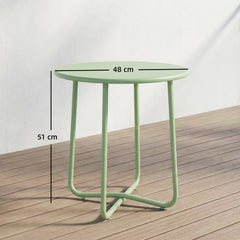 Outsunny 48 cm Round Garden Side Table, Small Metal Outdoor Garden Table with Rolled Edge, Green