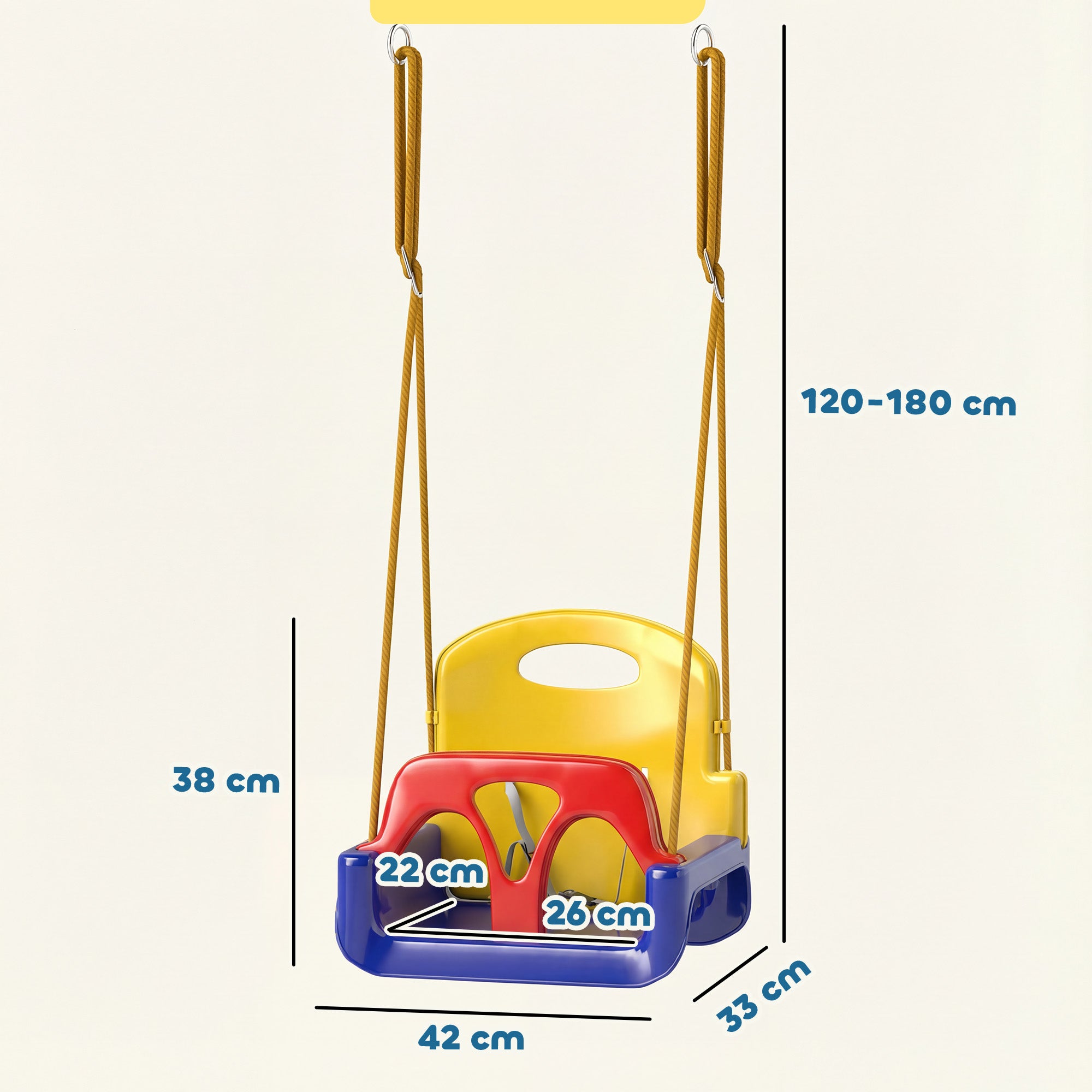 Outsunny 3 in 1 Detachable Kids Swing Seat with Seatbelt, Adjustable Rope for Indoor, Outdoor, Dark Blue